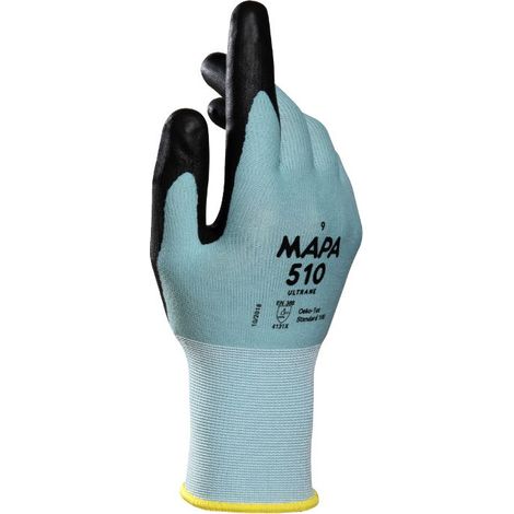 Gants de manutention Mapa ULTRANE 510 taille 6, Respirant, 1 Paire, Noir, vert ( Prix pour Paquet de 12 Paires )