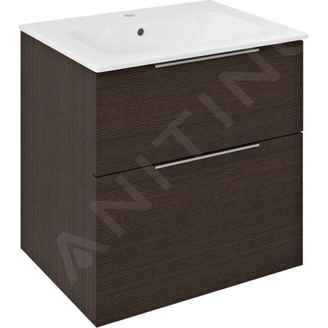 CIRASA Meuble sous-vasque 59,2x64x46cm, Pin Rustique (1/2)