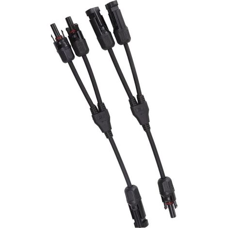 Online Store Connecteurs Solaires de Branche en Y, 2 PCS 1 à 2 RéPartiteurs Solaires PV Adaptateur Parallèle CâBle Prise de Fil 1000V DC (Le noir) (1/4)