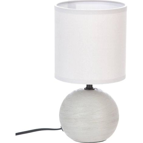 Lampe en Céramique Pied Boule striée Gris clair - Atmosphera