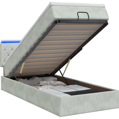 Maison Exclusive - Letto Ottomano con Materasso e LED Grigio Chiaro 90 x 190 cm (1/5)