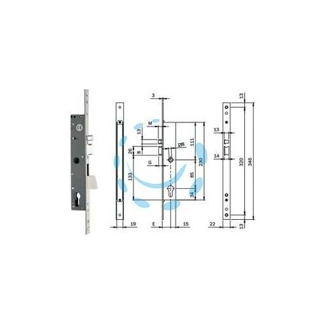 ELETTROSERRATURA INFILARE MONTANTI CON CATEN. QUADRO E SCROCCO 78180 - mm.25 (781802252)