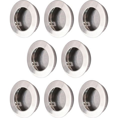 Lot de 8 poignées rondes à ouverture encastrée, poignée de porte à ouverture dissimulée en acier inoxydable, poignées de porte coulissante de grange, poignées de placard de cuisine invisibles (1/5)