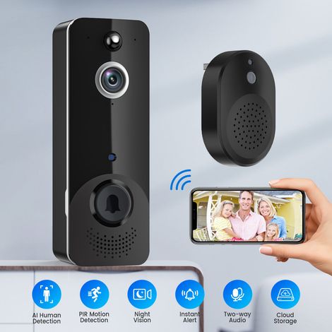 M8 Smart-Video-Türklingel, wasserdicht, WLAN, Gegensprechanlage, Bewegungserkennung, Fernüberwachung, Heimüberwachungskamera