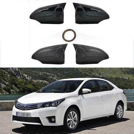 Passend für Toyota Corolla (Baujahre 2014–2018): Abdeckung des Rückspiegels, Gehäuse des Rückspiegels – Schwarz glänzend, links