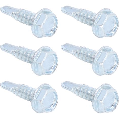 Lot de 250 vis à pointe perforante acier carbone zingué M4.8x19 tête hexagonale pour tôle bois bricolage (1/5)