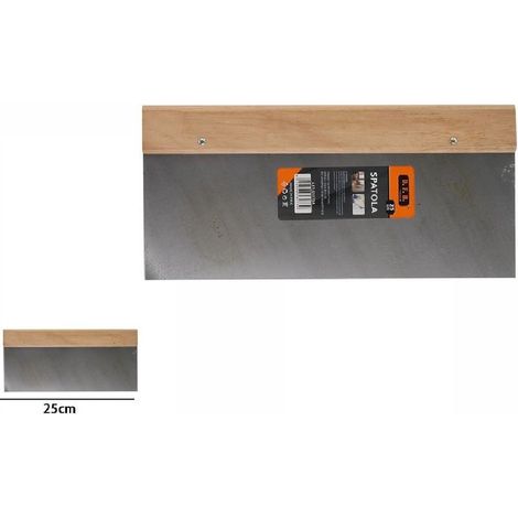 TrAdE Shop Traesio - Spatola Stecca Pareti Per Stucco Acciaio Impugnatura Legno 25 Cm Pittore 53273a -