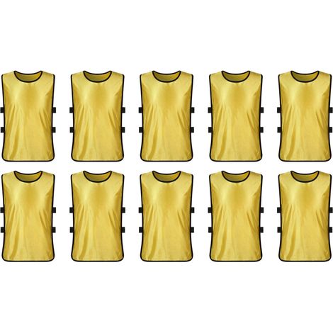 Maillot d'entraînement sportif jaune taille unique adulte - Dossard de football, basketball, volleyball pour équipes juniors et adultes, pratique de match sans contact. (1/5)