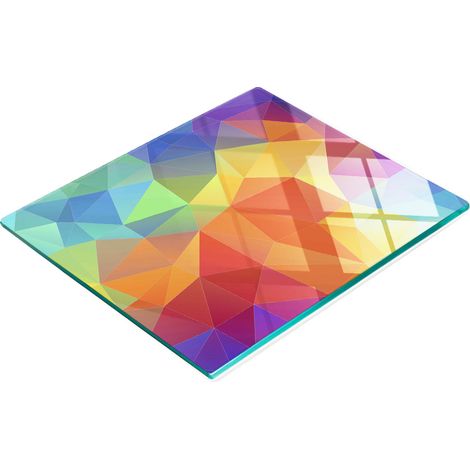 Tablero de vidrio elegante y resistente con estampado de formas geom茅tricas, 60x52 cm.