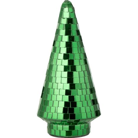Arbre Disco en Verre "Miroir" 23cm Vert (1/3)