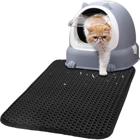Tappetino per lettiera per cani e gatti, 45 x 30 cm, impermeabile e antiscivolo, facile da pulire, a doppio strato con struttura a nido d'ape, realizzato in materiale EVA. (1/5)
