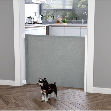 Barrera de seguridad enrollable 115 x 5,5 x 82,5 cm de metal gris para escaleras FloraGrace (1/5)