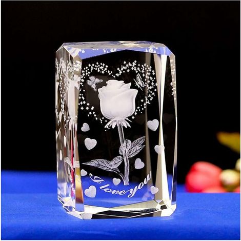 3D Crystal Laser Statue Decoration Creative Gift Crystal Interior Sculpture Pink Crystal Ornaments (1/3)