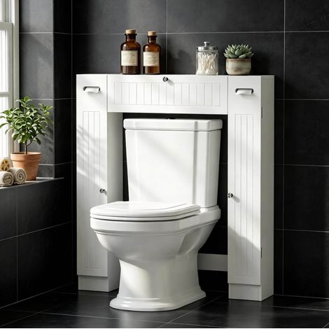 Mobile bagno sopra WC con 2 armadietti, cassetto e portarotolo HAVRYA (1/5)