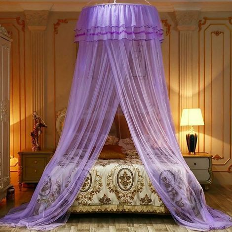 Moustiquaire, moustiquaire princesse en dentelle à double lits à dôme rond, moustiquaire pour grand lit double sans perçage, tente princesse pour bébé, fille ou enfant, pour lit simple à très grand li (1/5)