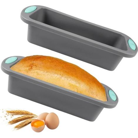 2 moules à cake en silicone, rectangulaires antiadhésifs, 27,7 x 12 x 6,5 cm, pour pain, gâteaux et desserts maison