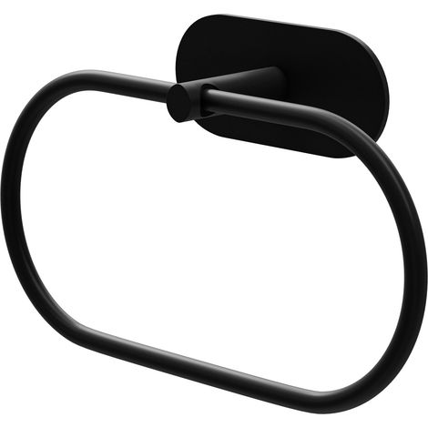 Porte-Serviettes Adhésif Salle de Bain,Support Mural Sans Perçage,205 x 125 mm,Acier Inoxydable,Finition Noir Mat (1/5)