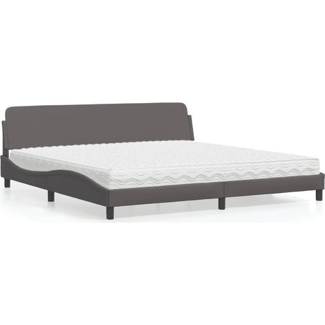 Bett mit Matratze "Dover" Grau 200x200 cm Kunstleder (1/5)