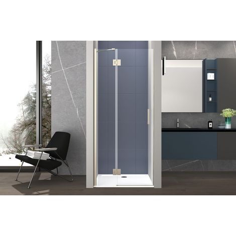 Box doccia 110 cm anta singola ad UN BATTENTE per nicchia H200 cm cristallo anticalcare trasparente 6mm profilo SATINATO OLLY (1/5)