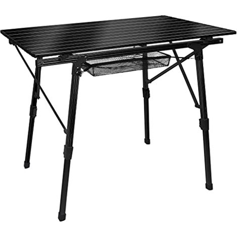 Campingtisch Klappbar 90x52x45 cm Klapptisch Camping Höhenverstellbar Tapeziertisch 3 Teilig Alu Faltbar Folding Table mit Anti-Rutsch-Füße Falttisch inkl. Tragetasche Reisetisch, Schwarz NAIZY (1/3)