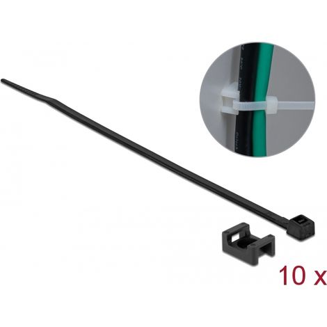 Delock Montaje de fijaciÃ³n de tornillo 15 x 10 mm con sujetacables LA 200 x AN 3,6 mm negro