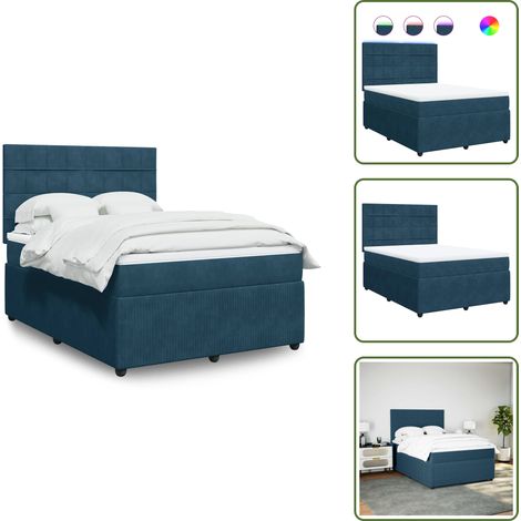 vidaXL Sommier à lattes de lit et matelas bleu 140x190 cm velours