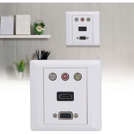 Prise murale audio-vidéo compatible 1080p, panneau vidéo composite durable et résistant aux chocs (1/5)