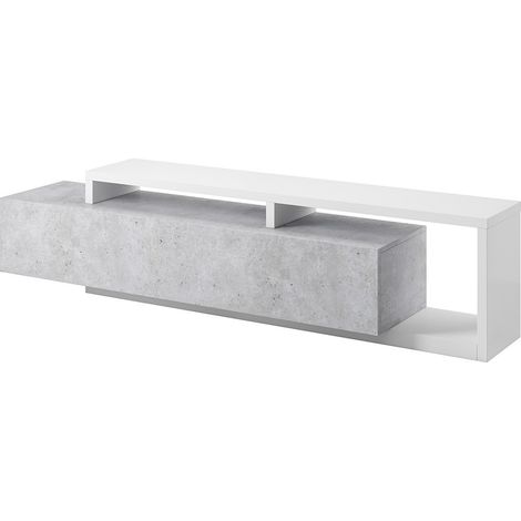 Mobile TV 220cm collezione BERGAMO. Colori bianco e grigio cemento. (1/5)