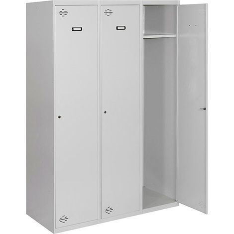 SimonRack Vestiaire Métallique 1 Porte, 3 Modules, 1800x900x500 mm, Serrure à Clé et Aérations, Gris Simonlocker (1/4)