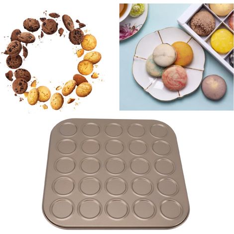Moule à macarons doré, assiette à dessert, moule à biscuits à 25 trous (1/5)