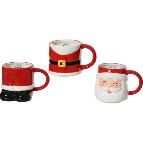 Tazza in ceramica Babbo Natale per decorazioni natalizie, set da 3 pezzi (1/4)