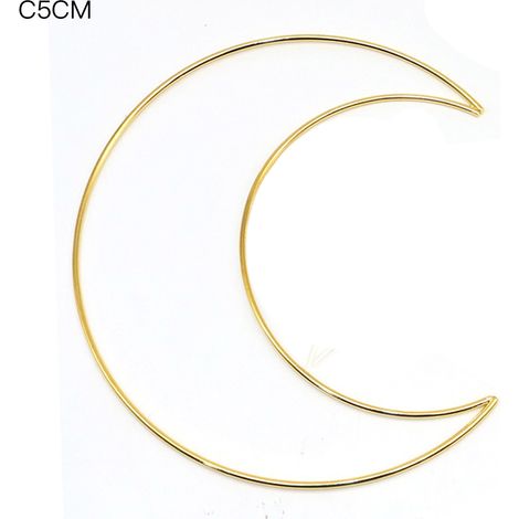 Anneau en fer forme de lune cercle déco métal pour couronne décoration murale doré 50mm (1/2)