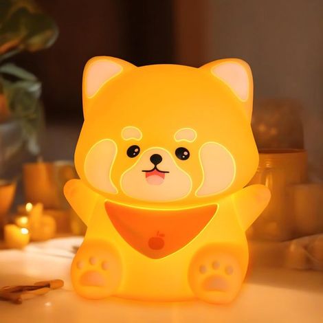 Luce notturna per bambini - Luce notturna a forma di procione - Luce notturna - Luce notturna in silicone a forma di animale - Silicone per uso alimentare - Ricaricabile (1/5)