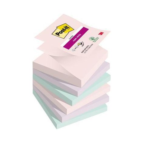 POST-IT Haftnotiz Post-it® Super Sticky Z-Notes Soulful Collection 76 x 76 mm (B x H) je 2 xrosa flieder mint 90 Bl./Block 6 Block/Pack.