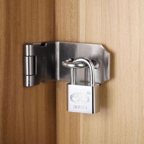 Moraillon De Cadenas - Acier Inoxydable - Angle Droit 90 Degres - Pour Porte Coulissante Porte Extérieure Fenêtre - Lot De 1 (1/5)