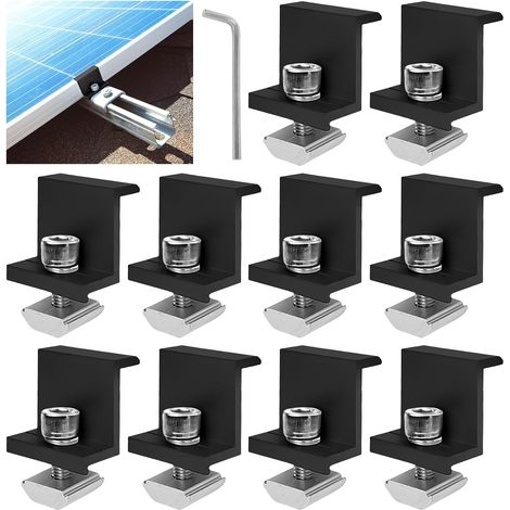 Supports De Pince De Bord De Panneau Solaire,10 Pièces 30mm Kit De Montage De Panneau Solaire,Kit De Support De Panneau Solaire,Fixation De Panneau Solaire Pour Toiture,Murs (1/5)
