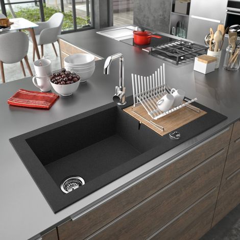 Carea Cuisine & Bain – Évier à encastrer KATLA 1 bac en Carealith® – Dimensions 53x40.4 cm – Résistant à la chaleur jusqu'à 300°C – Garantie 7 ans