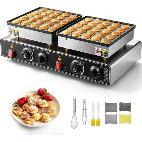 Cuisson Rapide de Desserts Crêpière Hollandaise 50 Trous Antiadhésive 1800W Minuterie et Température Réglables (1/5)