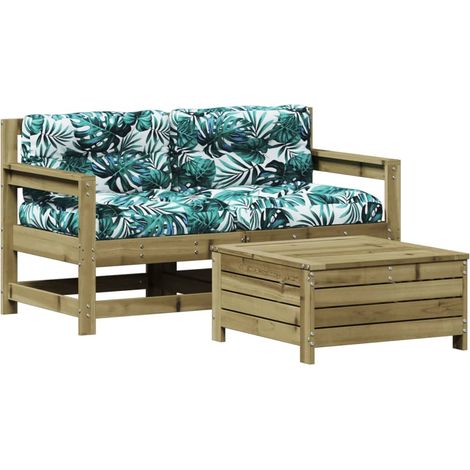 vidaXL Set Divani da Giardino 3pz con Cuscini Legno Impregnato di Pino (1/5)