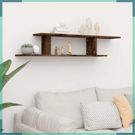 815876 étagère TV murale Chêne fumé 125x18x23 cm Bois d'ingénierie (1/5)