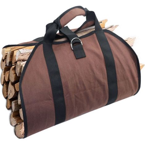 Toile sac à bûche cheminée, Sac rangement transport bois, Paniers à bûches paniers bois chauffage toile imperméable solide, Porte-bûches avec poignées pour poêle à bois (1/5)