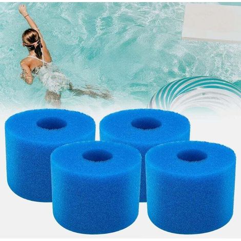 Lot de 4 filtres en mousse pour piscine Intex Type S1 - Filtres en mousse pour spas et piscines - Réutilisables et lavables - Éponge filtrante type S1 (4 pièces)-Crezuo