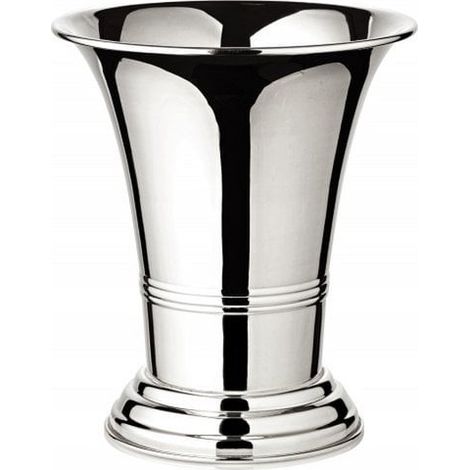 Vase Cache-Pot en Métal Argenté pour Fleurs et Plantes, Hauteur 20 cm, Diamètre 17 cm - PANGIVO (1/5)
