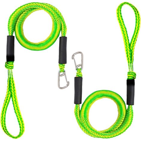 Lot de 2 lignes de station d'accueil avec clip en acier inoxydable, corde d'amarrage, corde élastique, accessoires de bateau, parfaits pour jetski, bateaux, kayak, ponton, canoë (1/5)
