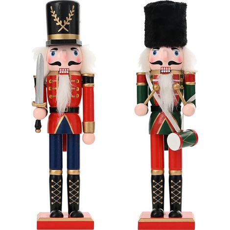 Cascanueces de Navidad TURKU 2 uds. Rojo y Negro 30 cm vidaXL (1/5)