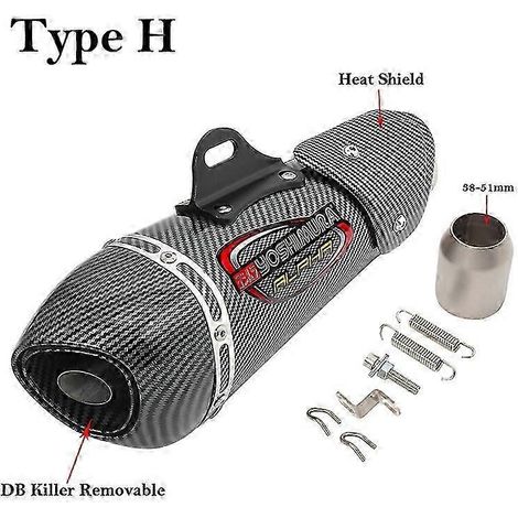 Pot d'échappement universel Yoshimura en fibre de carbone pour moto, tube de liaison de 51 mm, acier inoxydable, GP, pour GSXS750, R1, R3, R6, MT07, R7 (Type H) (1/5)