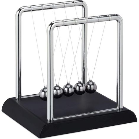 1 Pendule de Newton, 5 billes en acier inoxydable, objet décoratif physique pour bureau, dimensions 13,5 x 13,5 x 11,5 cm (1/5)