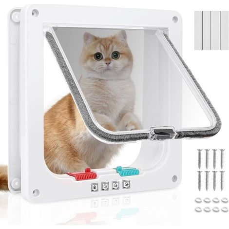 (L)Chatière pour Chats,Verrouillage à 4 Voies Chatière 25 × 23.5cm pour Chats et Petits Chiens de circonférence,Chatiere pour Chat Isolante (1/5)