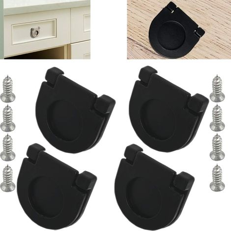 MINKUROW 4 pezzi manici invisibili Manopole per maniglie delle porte dei cassetti dell'armadio da cucina 35mm Cerniera Con Vite Tiretto del cassetto hardware dell'armadio da cucina orizzontale (ner (1/5)