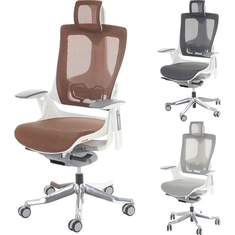 Fauteuil de bureau MERRYFAIR Wau 2, chaise pitovante, rembourrage / filet, ergonomique - blanc/noir